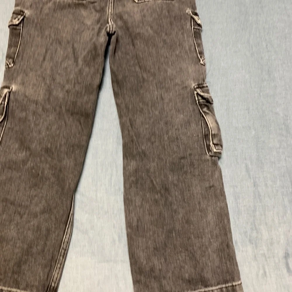 Pacsun Baggy Jeans Kids 10 Gray Denim Cargo Pockets Zip Fly Comfort Outdoor